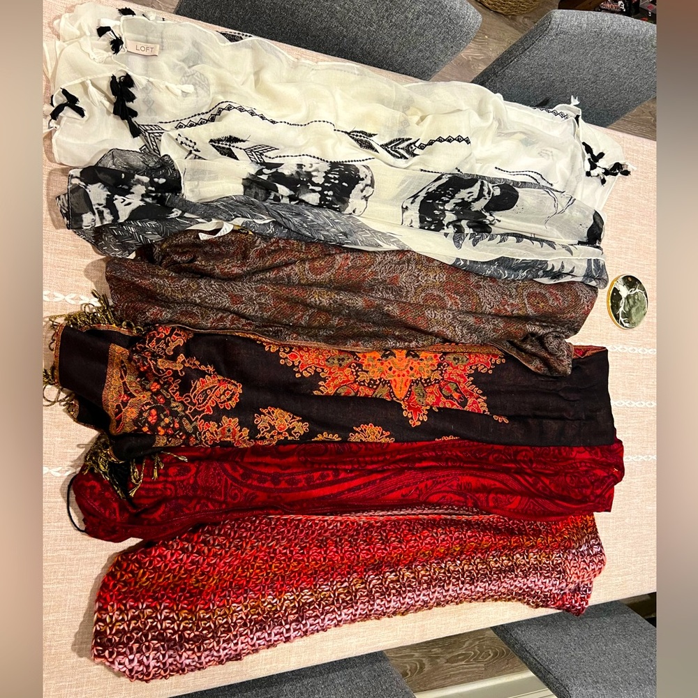 Fall Scarf Bundle of 6 Scarves,  pashmina etc
